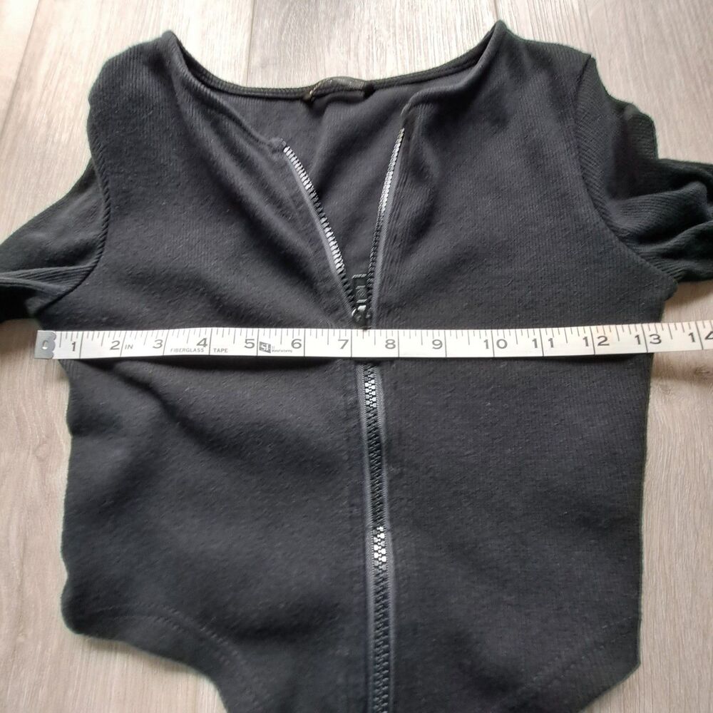 Shein Womens Full Zip Long Sleeve Black Ribbed Size Small - Picture 5 of 6